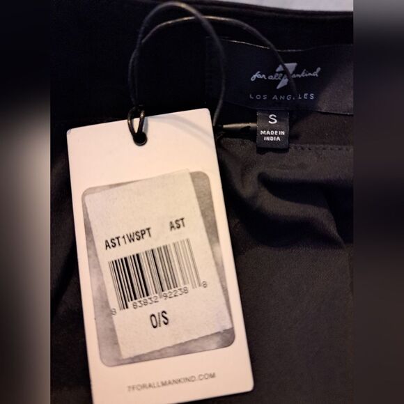 7 For All Mankind Suede Mini Skirt with Gold Piping in Jet Black size s NWT - Picture 4 of 9